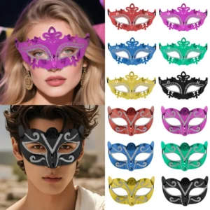 Venice Powder Plating Party Mask Women Man Sexy Gentleman Masquerade Masks Plastic Cosplay Props Dress up Half Face Mask